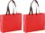 2x stuks draagtassen/goodie-bag/schoudertassen/boodschappentassen in de kleur rood 40 x 32 x 11 cm