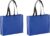 2x stuks draagtassen/goodie-bag/schoudertassen/boodschappentassen in de kleur blauw 40 x 32 x 11 cm