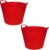 2x stuks flexibele emmesr/wasmanden/kuipen rood 42 liter – Opbergmand – Wasmand – Flexibele emmer