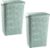 2x stuks grote rotan wasmand/opbergmand met deksel 60 liter in kleur lichtgroen – Kunststof – L35 x B43 x H62 cm – Wasmanden