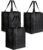 3x stuks boodschappen tassen/shoppers zwart 38 cm – Stevige boodschappentassen/shoppers