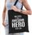 Awesome hero / held cadeau katoenen tas zwart voor dames – zorgpersoneel kado / tasje / shopper