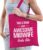 Awesome midwife / geweldige verloskundige cadeau tas fuchsia roze voor dames – kado tas / bedankt / beroep cadeau tas