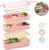 Bento Box Lunchbox Roze met bestek – Magnetron / Vriezer / Vaatwasser bestendig – Bio 3 lagen mealprep container – 900 ml – 3 kleuren – Beige – Groen – Roze