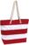 Boodschappentas gestreept rood/wit 47 cm – bags/shoppers met klittenbandsluiting