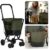 Cheqo® Boodschappentrolley 40L – Boodschappenwagen – Afneembare Boodschappentas – Verstelbaar – Stevig Frame – Met Achtervak, Reflectoren en Regenhoes – 36x47x102cm – Groen