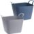 Combie set van 2x stuks kunststof flexibele emmers/wasmanden/kuipen 36 liter in het blauw/grijs 53 x 40 x 30 cm