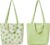 Dubbelzijdige linnen tas van katoen en linnen, stoffen tas, boodschappentas, katoenen schouderriem, dubbele draaggreep, canvas, messenger bag voor dames, kinderen (groene…