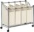 Eevi wasmand – wasmand – Creme – 4 uitneembare stoffen waszakken – op wielen – 4 x 35 liter