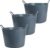 Excellent Houseware Flexibele emmer – 3x – blauw – 16 liter – kunststof – 33 x 28,5 cm