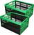 Forte Plastics 2x stuks boodschappen kratten opvouwbaar zwart/groen 48 x 35 x 24 cm