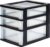 IRIS Organizer Chest ladesysteem A4 – 2 kleine lades en 1 middelgrote lade – 2 x 4L en 1 x 7L – Kunststof – Zwart/Transparant