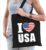 Katoenen Amerika tasje I love USA zwart – 10 liter – Amerikaanse landen cadeautas