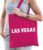 Katoenen USA/wereldstad tasje Las Vegas fuchsia roze – 10 liter – steden cadeautas