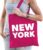 Katoenen USA/wereldstad tasje New York fuchsia roze – 10 liter – steden cadeautas