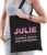 Naam cadeau Julie – The woman, The myth the supergirl katoenen tas – Boodschappentas verjaardag/ moeder/ collega/ vriendin