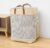 Opbergmand, Laundry basket, Wasbox, Opruimmand , Opvouwbare wasmand van jute stof met lederen handvat,