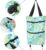 Opvouwbare Boodschappentrolley 3-in-1, BoodschappenTas met Wielen Trolley Gebloemd Blauw