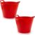 Plasticforte Flexibele emmer/kuip – 2x stuks – rood – 42 liter – ECO kunststof – rond – 38 x 45 cm