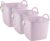 Plasticforte Kuip/emmer/wasmand – 3x – flexibel – roze – 27 liter – vierkant – kunststof – 36 x 34 x 37 cm