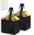 Premium opvouwbare boodschappentas, pak van 2 stuks, stevige herbruikbare boodschappenmand met opvouwbare versterkte bodem incl. 2 x groente-en fruitnetten-38 x 23 x 31 cm, Zwart