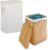 Relaxdays 2 x wasmand bamboe – wasmanden met deksel – waszak – elk 83 liter – wit & bruin