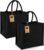 Set van 2x stuks jute boodschappentassen/shoppers 30 x 30 x 19 cm – Zwarte goodiebags 14 liter