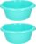 Set van 2x stuks ronde afwasteil/afwasbak turquoise groen 3 liter 25 x 10,5 cm – Florencia teilen – Kunststof/plastic schoonmaakemmer/sopemmer teiltje