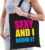 Sexy and i know it cadeau tas zwart voor dames cadeau katoenen tas zwart voor dames – kado tas / tasje / shopper