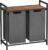 Signature Home Titanic wasmand met 2 vakken – Wassorteerder 2 afneembare tassen van oxford stof – wasverzamelaar metalen frame – 2 x 46 liter – 73 x 33 x 72 cm, -vintage bruingrijs