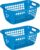 Sunware – Basic wasmand 55cm laag blauw – Set van 2