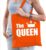 The queen katoenen tas oranje met witte tekst en witte kroon – Koningsdag – tasje / shopper voor dames