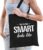 This is what smart looks like cadeau katoenen tas zwart voor dames – kado tas / tasje / shopper voor een slimme intelligente dame / vrouw