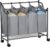 Wasmand met 4 vakken, wassorteerder, wasverzamelaar, met wielen, afneembare zakken, speelgoedopslag, 4 x 35 liter, grijs HMLSF005GS